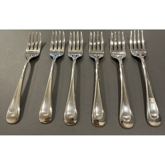 Oneida Sand Dune Glossy Stainless Steel Salad Forks Fork Set of 6 Flatware USA - Picture 1 of 4